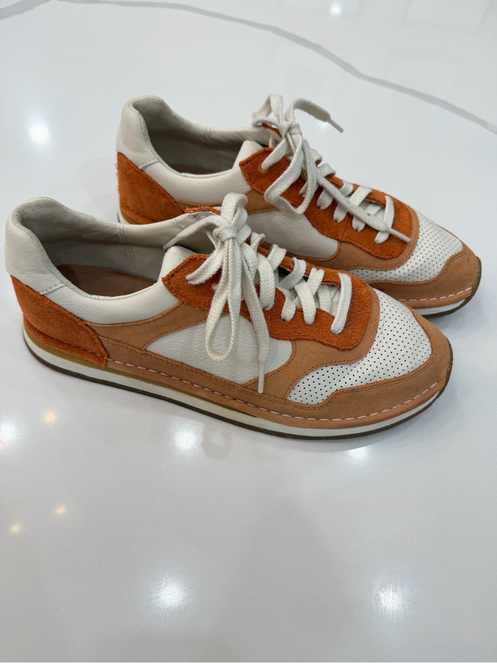 Clarks Men's Orange and Cream Suede & Leather Sneakers